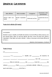 Verbe avoir au futur - Le pluriel des mots en eu - Dictée préparée - A trous - Semaine 20 : Primaire 3 - PDF à imprimer