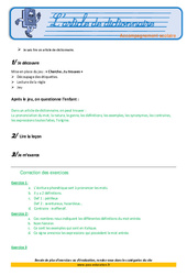 L'article de dictionnaire - Soutien scolaire - Aide aux devoirs : Primaire 5 - PDF à imprimer