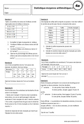 Statistiques - Moyenne arithmétique - Exercices corrigés : Secondaire 2 - PDF à imprimer