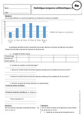 Statistiques - Moyennes arithmétiques - Exercices corrigés : Secondaire 2 - PDF à imprimer