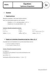 Systèmes d’équations - Cours - Equations : Secondaire 3 - PDF à imprimer