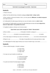 Comment se propage la lumière - Exercices corrigés - Physique - Chimie : Secondaire 1 - PDF à imprimer