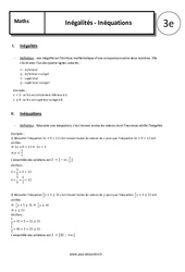 Inégalités - Inéquations - Cours : Secondaire 3 - PDF à imprimer