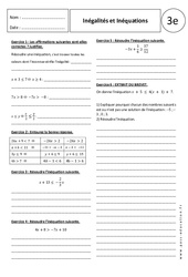 Inégalités - Inéquations - Exercices corrigés : Secondaire 3 - PDF à imprimer
