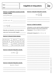 Inégalités - Inéquations - Exercices corrigés : Secondaire 3 - PDF à imprimer