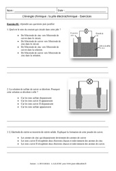 Energie chimique - Pile électrochimique - Exercices corrigés - Physique - Chimie : Secondaire 3 - PDF à imprimer