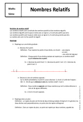 Nombres relatifs - Cours : Secondaire 1 - PDF à imprimer