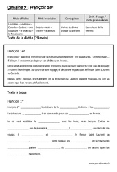 François 1er  - Verbes du  groupe au présent - Valeurs de la lettre c - Dictée préparée - A trous : Primaire 5 - Cycle 3 - PDF à imprimer