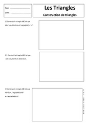 Construction de triangles - Exercices corrigés - Géométrie : Secondaire 1 - PDF à imprimer