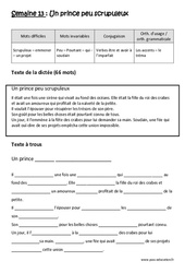 Un prince peu scrupuleux - Verbes être et avoir à l’imparfait - Accents - le tréma - Dictée préparée - A trous : Primaire 5 - Cycle 3 - PDF à imprimer