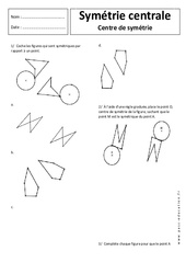 Centre de symétrie - Symétrie centrale - Exercices corrigés - Géométrie : Secondaire 1 - PDF à imprimer