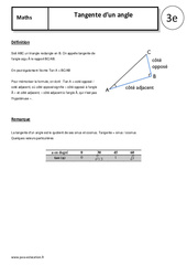 Tangente d'un angle - Cours - Trigonométrie : Secondaire 3 - PDF à imprimer