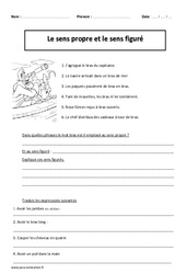 Sens propre - Sens figuré - Exercices corrigés - Vocabulaire : Primaire 5 - PDF à imprimer