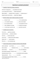 Pronom personnel - Exercices corrigés - Grammaire : Primaire 4, 5 - PDF à imprimer