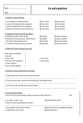 Voix passive - Exercices corrigés - Grammaire : Secondaire 1 - PDF à imprimer