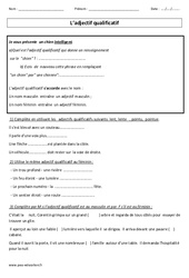 Adjectif qualificatif - Exercices avec correction : Primaire 3 - PDF à imprimer