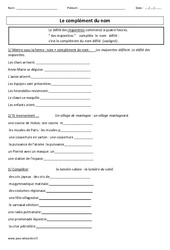 Complément du nom - Exercices corrigés - Grammaire : Primaire 4, 5 - PDF à imprimer