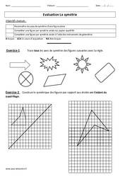 Symétrie - Examen Evaluation : Primaire 4, 5 - PDF à imprimer