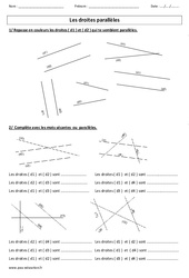 Droites parallèles - Exercices corrigés - Géométrie : Primaire 3 - PDF à imprimer