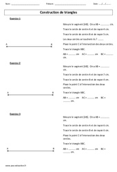 Construction de triangles - Exercices - Géométrie : Primaire 4, 5 - PDF à imprimer