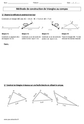 Méthode de construction de triangles au compas - Exercices - Géométrie : Primaire 4, 5 - PDF à imprimer