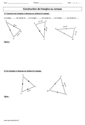 Construction de triangles - Isocèles et équilatéraux au compas - Exercices : Primaire 4, 5 - PDF à imprimer