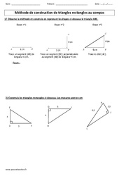 Méthode de construction de triangles au compas - Exercices  : Primaire 4, 5 - PDF à imprimer