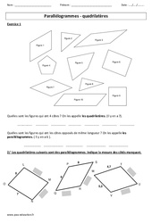 Parallélogrammes - Quadrilatères - Exercices corrigés - Géométrie : Primaire 4, 5 - PDF à imprimer