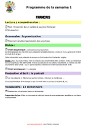 Semaine 1 - école à la maison IEF - Fiches  en libre téléchargement : Primaire 4