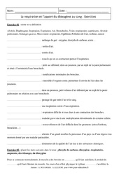 Respiration - Apport du dioxygène au sang - Exercices corrigés - Remédiation - SVT : Secondaire 1 - PDF à imprimer