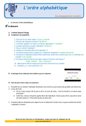L’ordre alphabétique - Soutien scolaire - Aide aux devoirs : Primaire 2 - PDF à imprimer