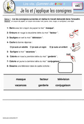 Je lis et j'applique les consignes - Gamme de lecture : Primaire 2 - PDF à imprimer