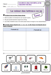 Connaître la valeur de la lettre s, et de l’association des deux - Exercices imprimables : Primaire 2 - PDF à imprimer