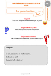 J’identifie les signes de la ponctuation de fin de phrase - Cours, Leçon : Primaire 2 - PDF à imprimer