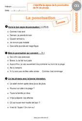 J’identifie les signes de la ponctuation de fin de phrase - Exercices  : Primaire 2 - PDF à imprimer