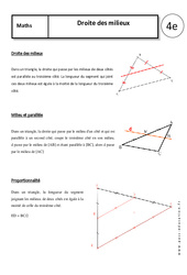 Droite des milieux - Cours - Géométrie : Secondaire 2 - PDF à imprimer