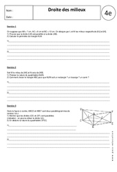 Droite des milieux - Exercices corrigés - Géométrie : Secondaire 2 - PDF à imprimer