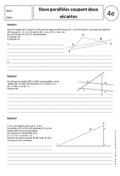 Deux parallèles coupant deux sécantes - Exercices corrigés - Géométrie : Secondaire 2 - PDF à imprimer