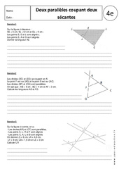 Deux parallèles coupant deux sécantes - Exercices corrigés - Géométrie : Secondaire 2 - PDF à imprimer