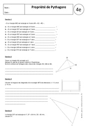 Propriété de Pythagore - Exercices corrigés - Triangles rectangles - Géométrie : Secondaire 2 - PDF à imprimer