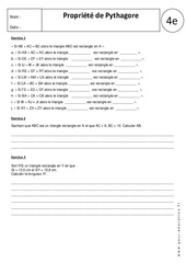 Propriété de Pythagore - Exercices corrigés - Triangles rectangles - Géométrie : Secondaire 2 - PDF à imprimer