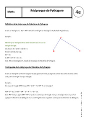 Réciproque de Pythagore - Cours - Triangles rectangles - Géométrie : Secondaire 2 - PDF à imprimer