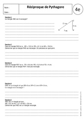 Réciproque de Pythagore - Exercices corrigés - Triangles rectangles - Géométrie : Secondaire 2 - PDF à imprimer
