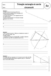 Cercle circonscrit - Triangle rectangle - Exercices corrigés - Géométrie : Secondaire 2 - PDF à imprimer