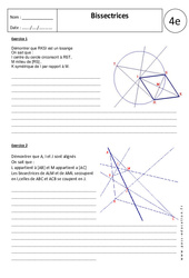 Bissectrices - Exercices corrigés - Géométrie : Secondaire 2 - PDF à imprimer