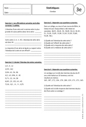 Etendue - Statistiques - Exercices corrigés : Secondaire 3 - PDF à imprimer