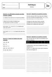 Médiane - Statistiques - Exercices corrigés : Secondaire 3 - PDF à imprimer