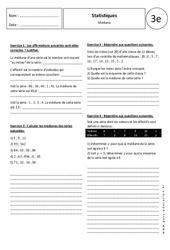 Médiane - Statistiques - Exercices corrigés : Secondaire 3 - PDF à imprimer