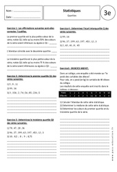 Quartiles - Statistiques - Exercices corrigés : Secondaire 3 - PDF à imprimer