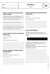 Quartiles - Statistiques - Exercices corrigés : Secondaire 3 - PDF à imprimer